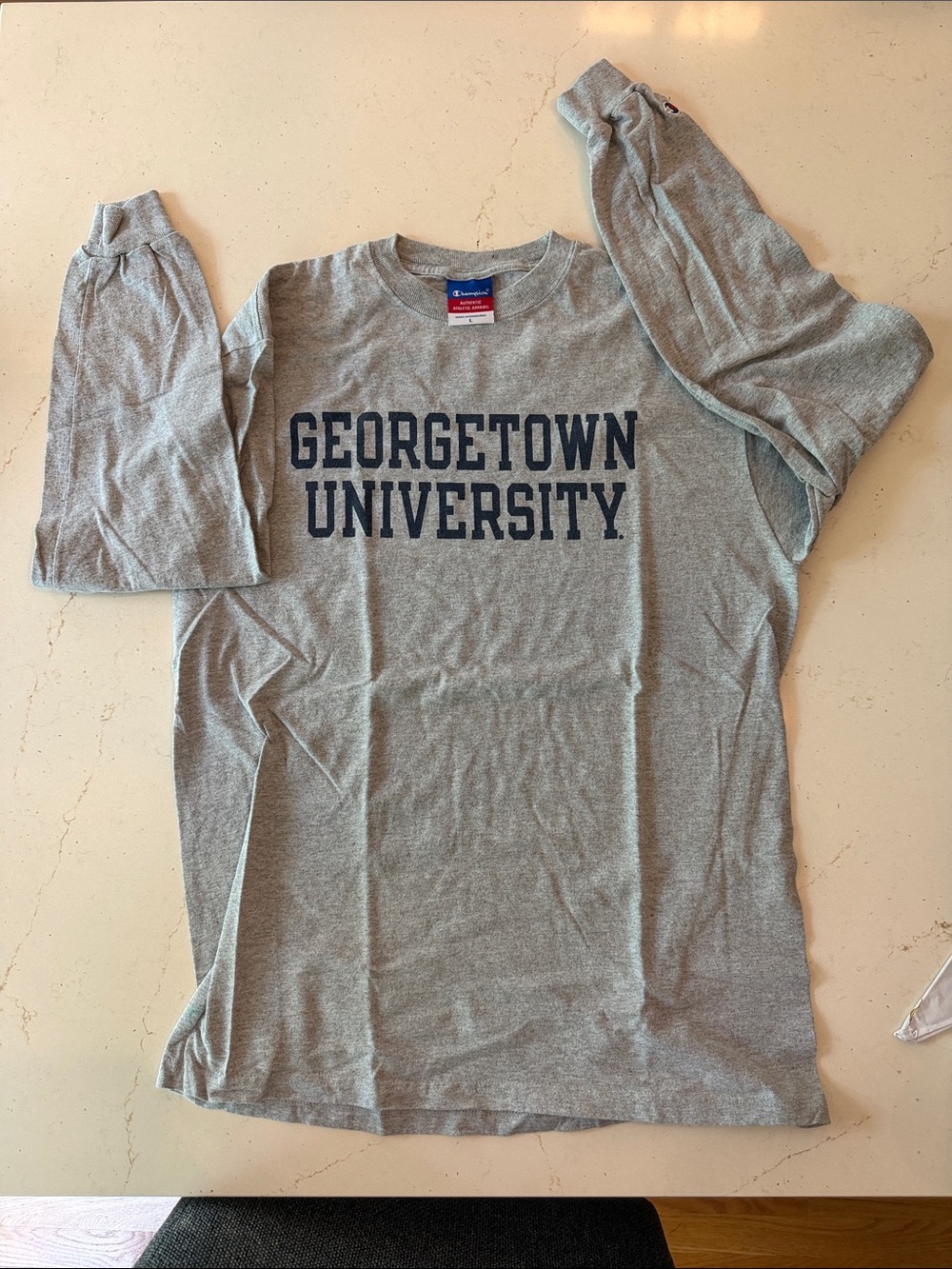 Champion Gray Long-Sleeve Georgetown University Tee